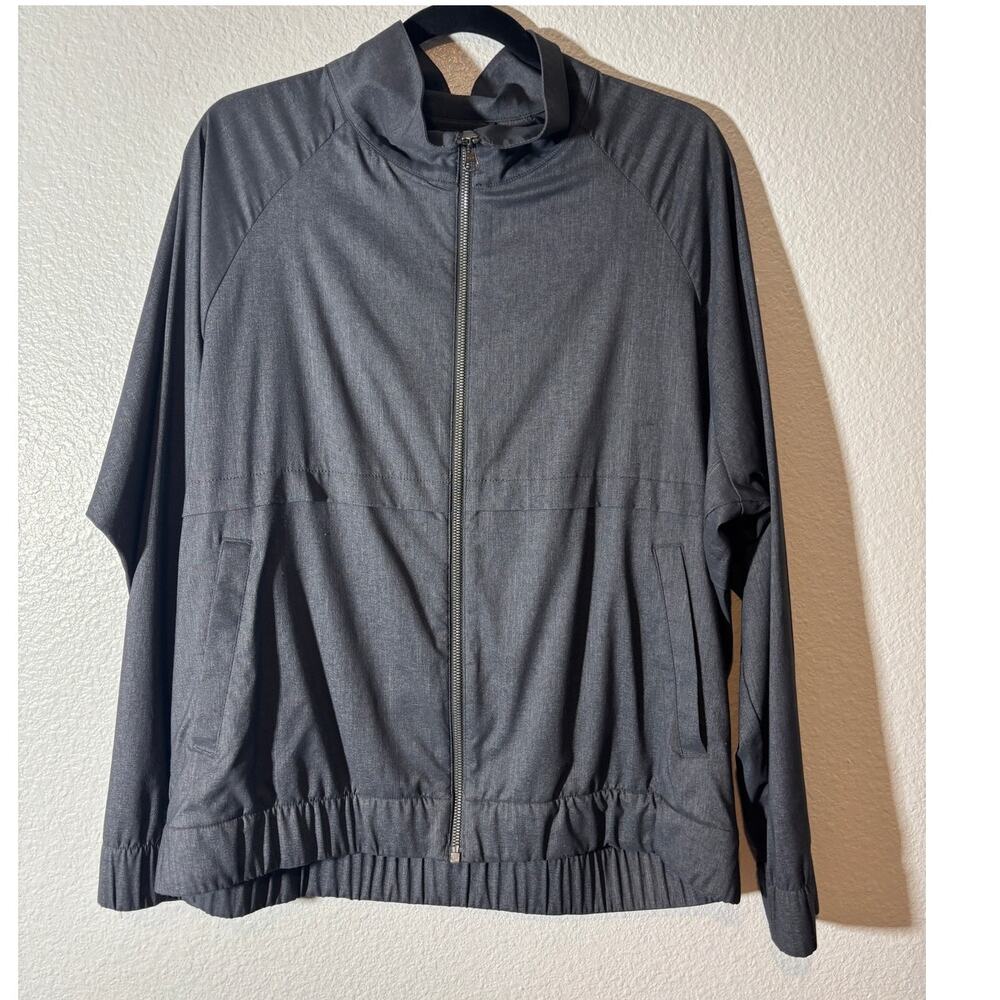 Columbia Women's Windbreaker Jacket Size L Gray Funnel Neck Zip-Up w/ Pockets